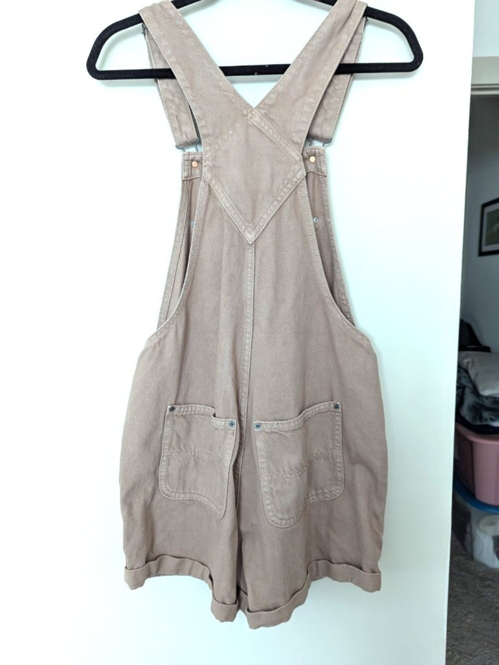 Old Navy Overalls Womens Size Small Mauve  Denim Bib Cotton Hippie Cuffed -lp - Picture 5 of 12
